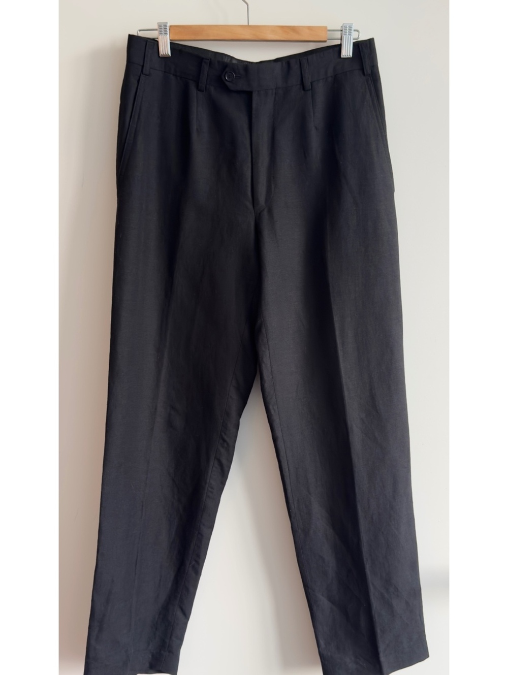 Messori Made in Italy Black Linen Blend Dress Pants Trousers Mens 46 Classic